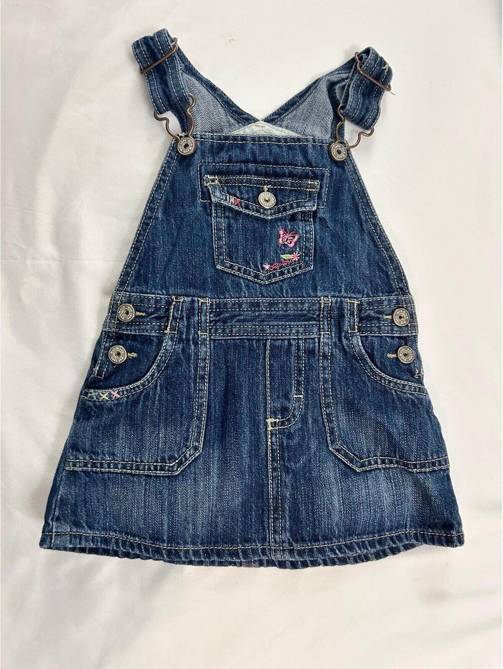 OshKosh Girls Denim Overall Dress 2T Vest Back